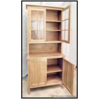 Cherry kitchen utility cabinet, true divided light doors, cupboard latches and butt hinges.