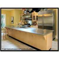 4/4 maple lumber, maple veneer on poplar cores, Salice self-closing concealed hinges, hardglued mortise and tenon joinery, ribbed glass doors, low voltage halogen lighting, hand rubbed lacquer, adjustable shelves, stainless counter tops